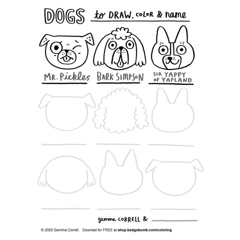 FREE Download! Dogs to Draw Activity Sheet by Gemma Correll