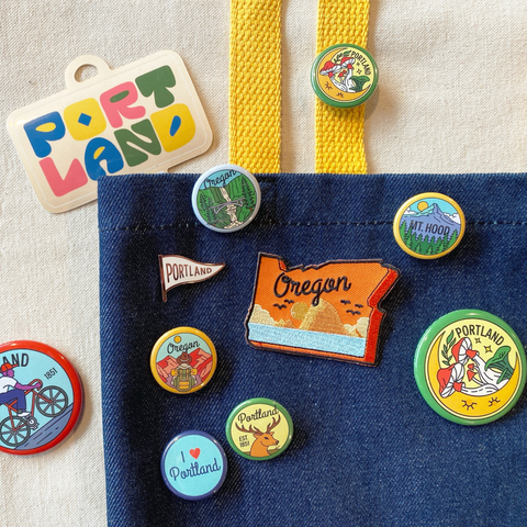 Portland Moon + Mushrooms Sticker