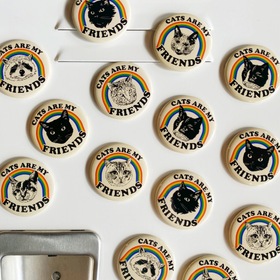 Longhair Black Cat Friend Magnet