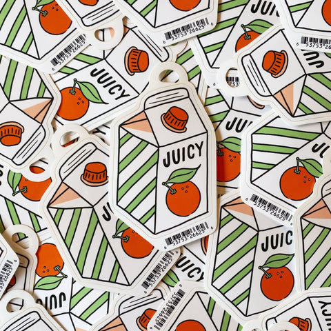 Juicy Orange Juice Carton Sticker