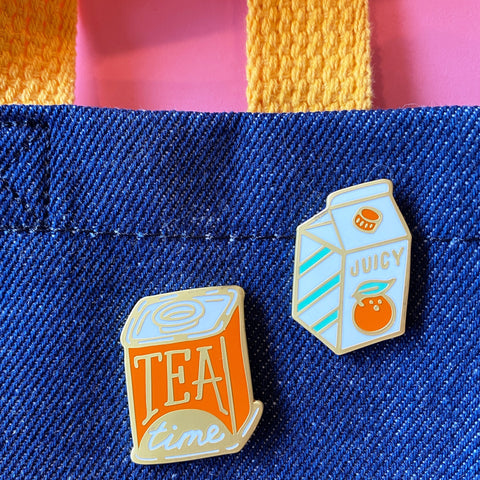 Juicy Orange Juice Carton Enamel Pin