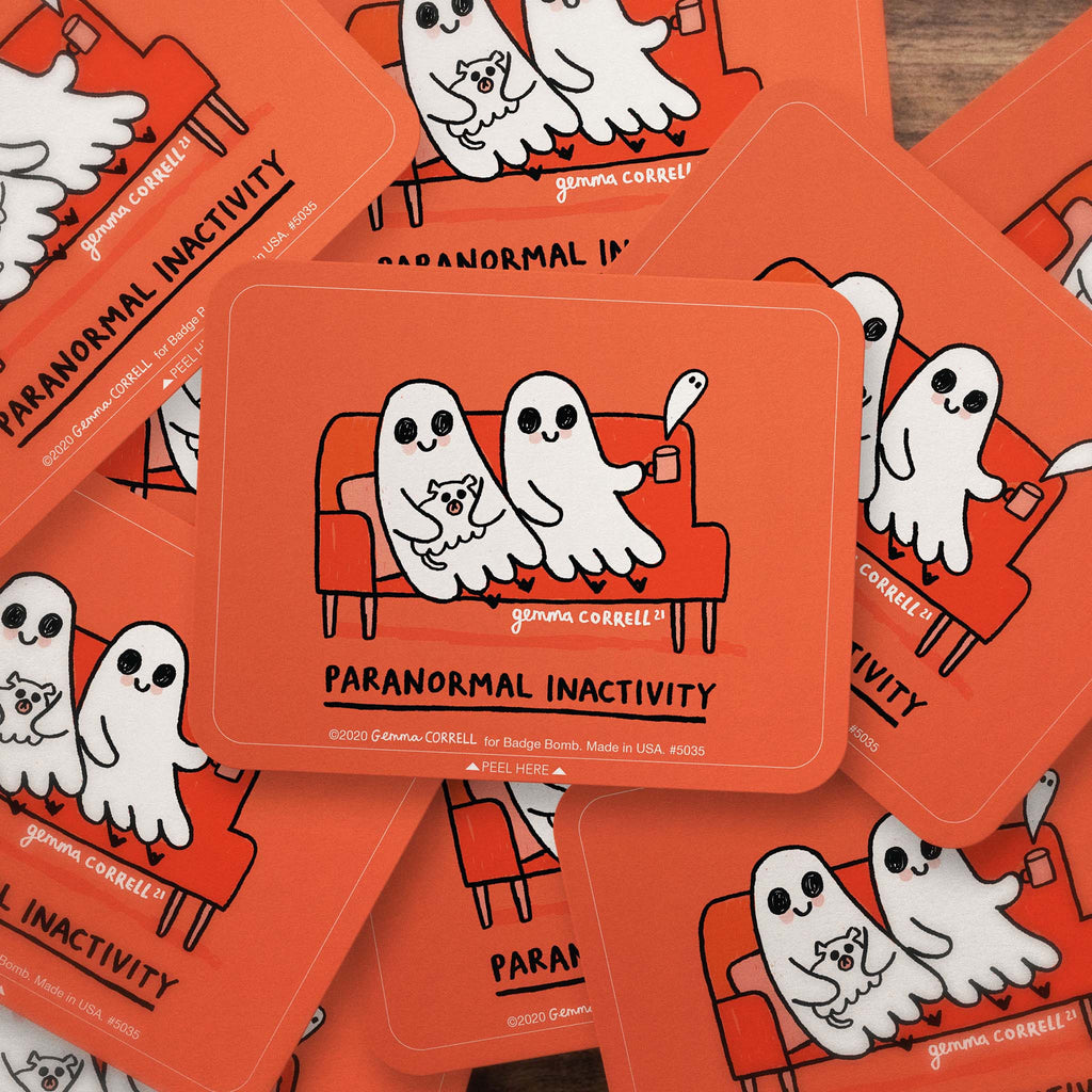 Physical Inactivity Sticker Paranormal Inactivity Sticker by Gemma Correll. – Badge Bomb Shop