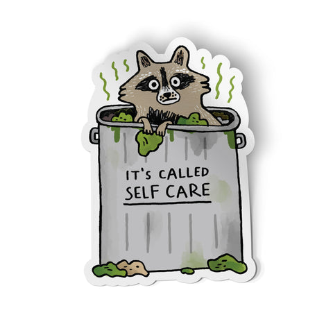 Self Care Trash Raccoon Sticker