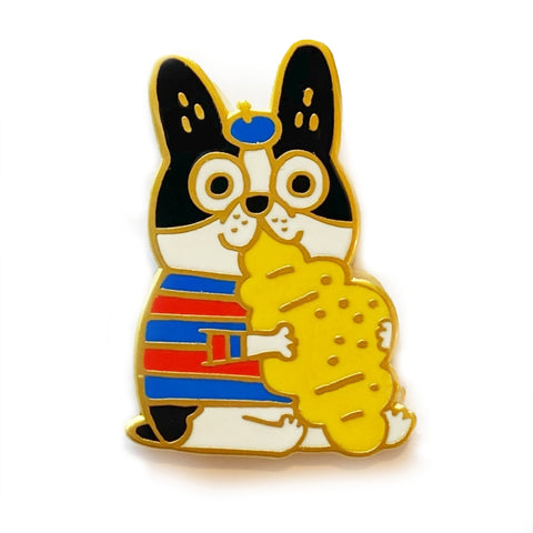Croissant Beret Dog Enamel Pin