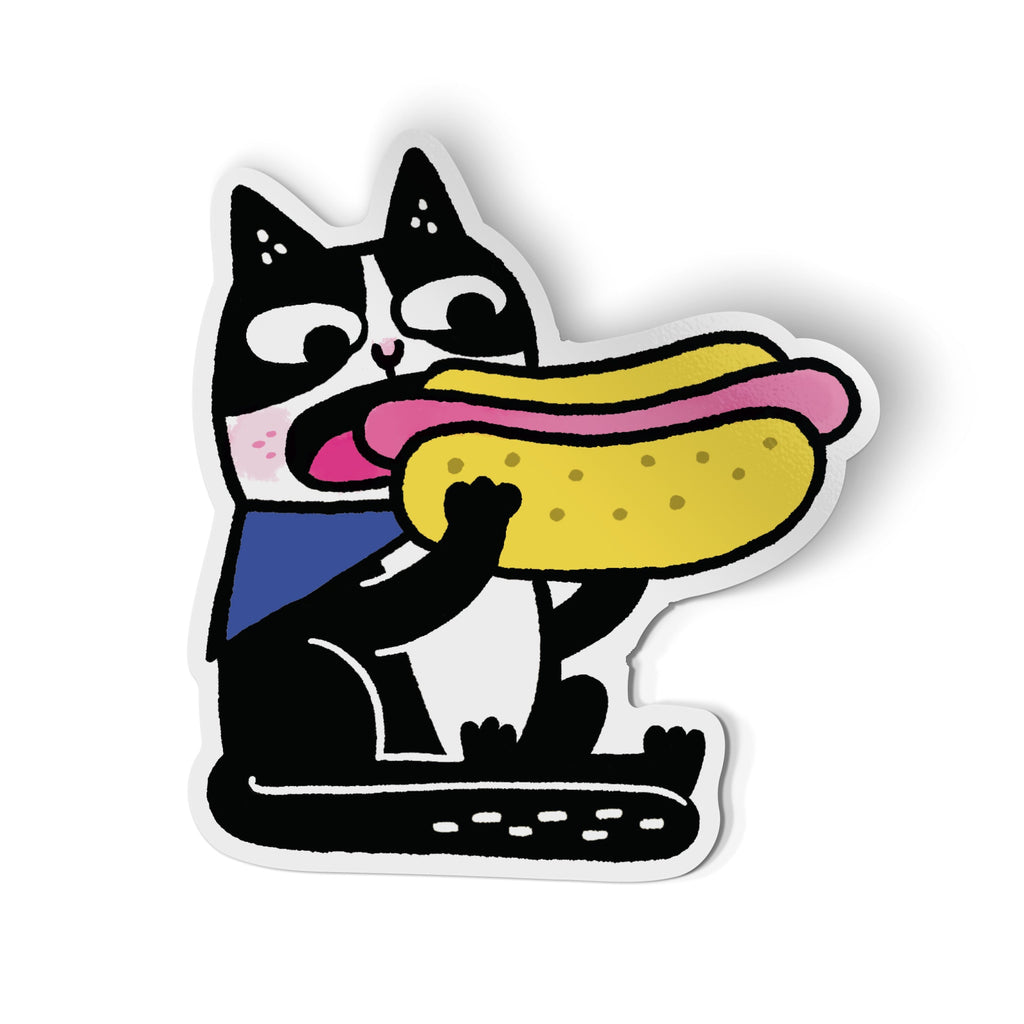 Hot Dog Cat Sticker