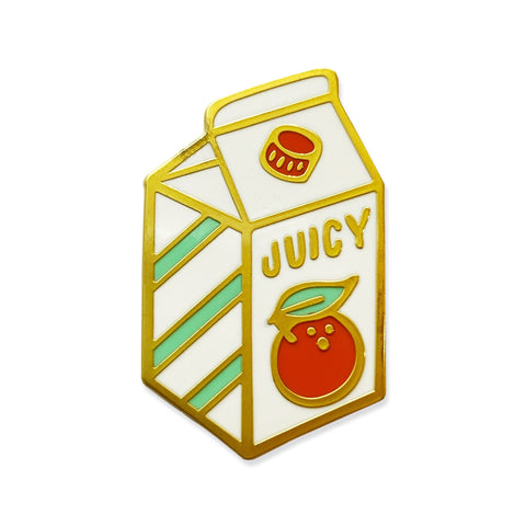 Juicy Orange Juice Carton Enamel Pin