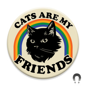 Longhair Black Cat Friend Magnet
