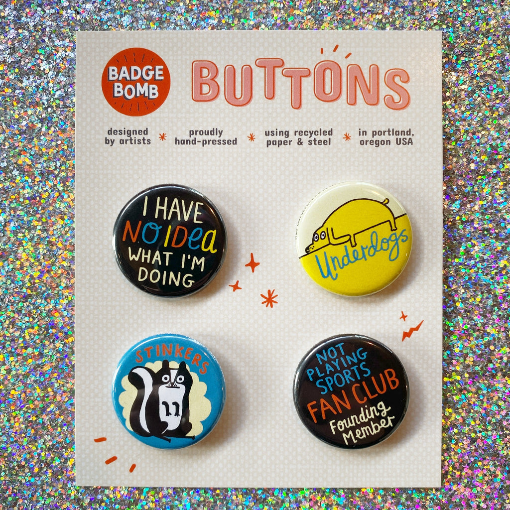 Bad At Sports 1.25" Button 4-Pack