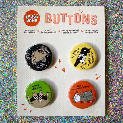 Critters 1.25" Button 4-Pack