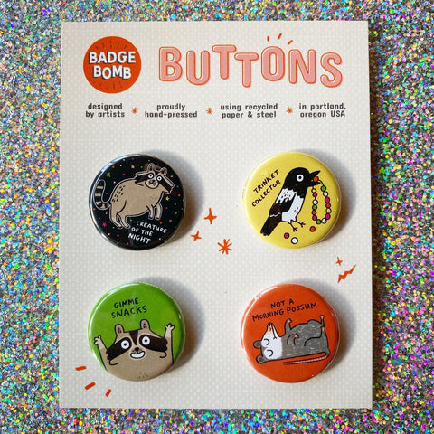 Critters 1.25" Button 4-Pack