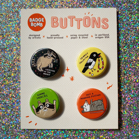 Critters 1.25" Button 4-Pack