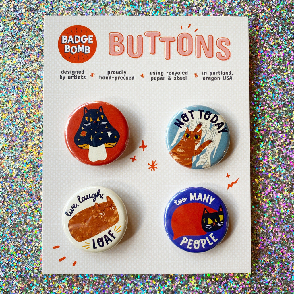 Feline Flair 1.25" Button 4-Pack