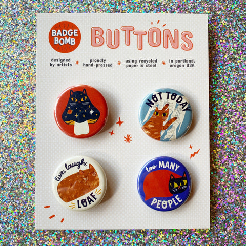 Feline Flair 1.25" Button 4-Pack