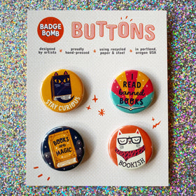 I Heart Books 1.25" Button 4-Pack