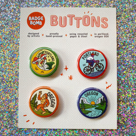 Portland Oregon 1.25" Button 4-Pack