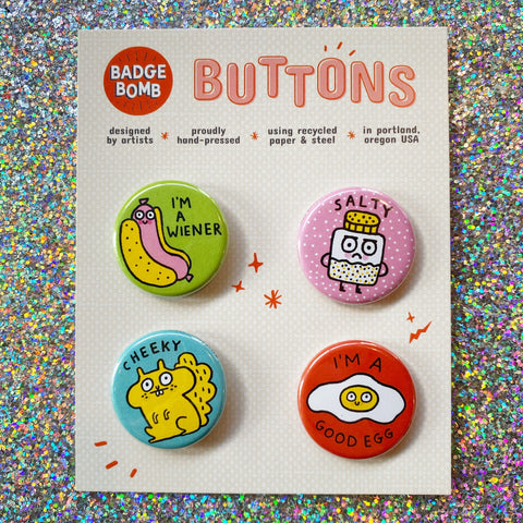 Punny 1.25" Button 4-Pack