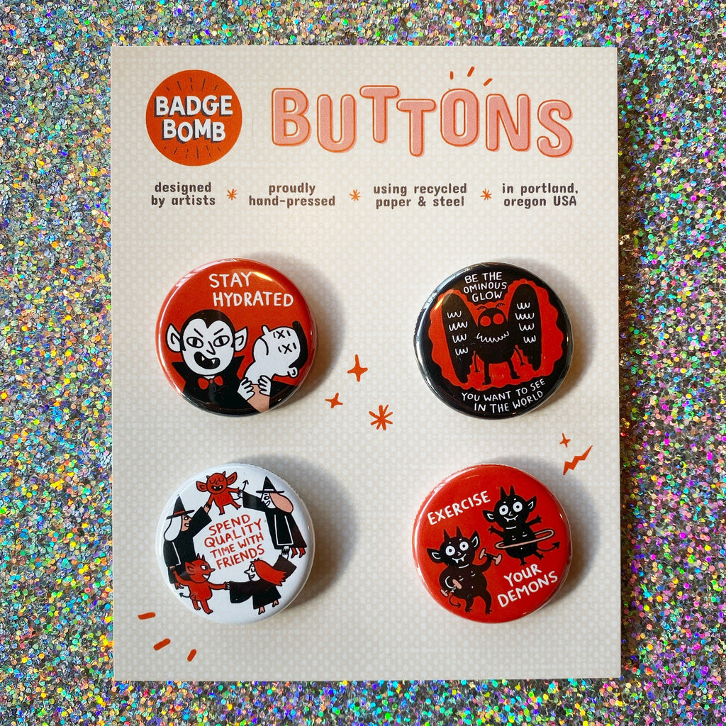 Spooky Self Care 1.25" Button 4-Pack