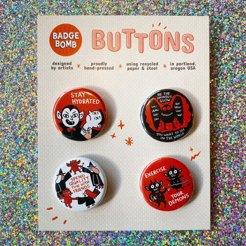 Spooky Self Care 1.25" Button 4-Pack