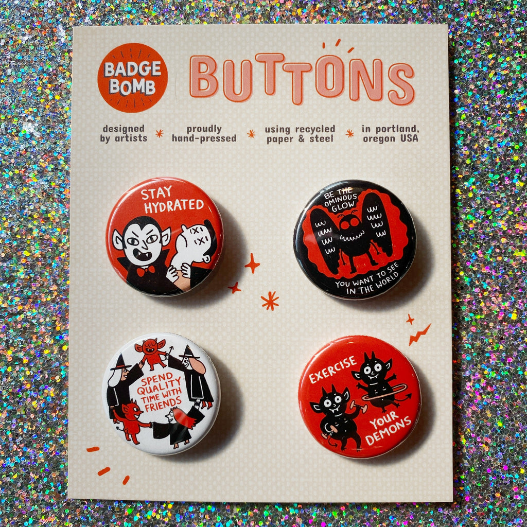 Spooky Self Care 1.25" Button 4-Pack
