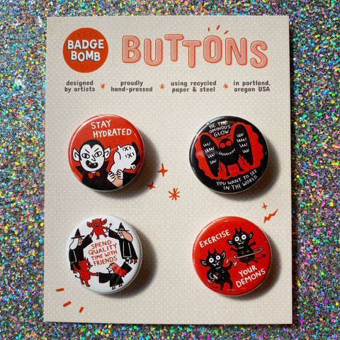 Spooky Self Care 1.25" Button 4-Pack