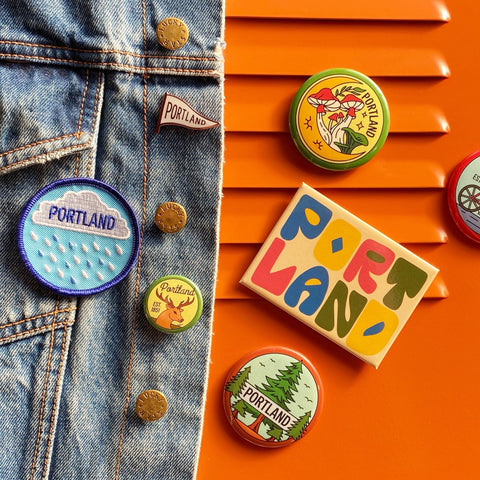 Portland Mushroom Moon Magnet