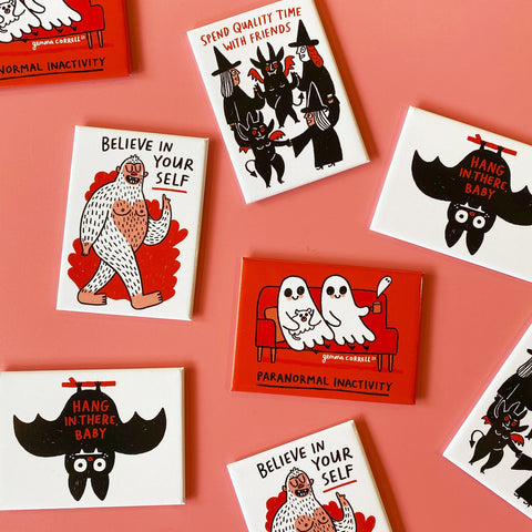 Believe In Yourself Bigfoot Rectangle Magnet by Gemma Correll