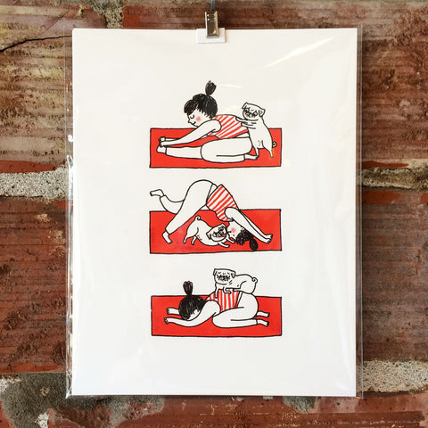 Yoga Pug 8 x 10 Print