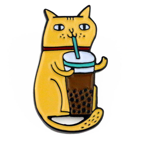Bubble Tea Cat Enamel Pin