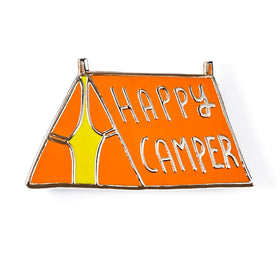 Happy Camper Orange Enamel Pin