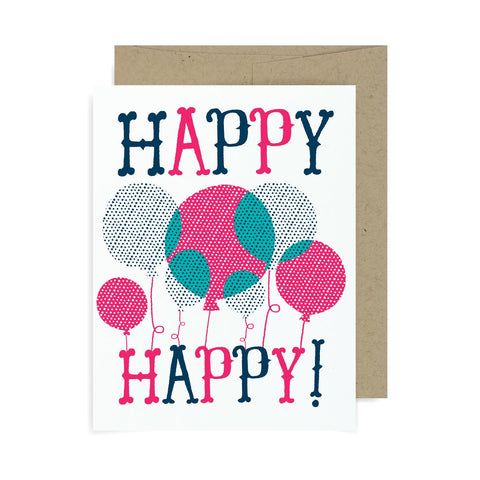 Happy Happy Birthday Balloons A2 Card