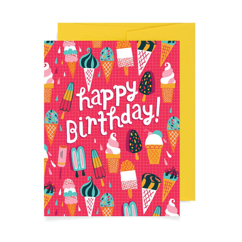 Ice Cream Pattern Birthday A2 Card