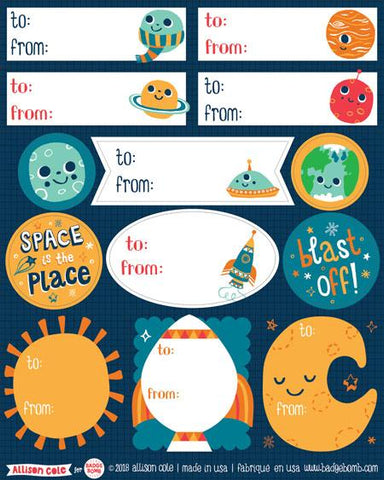 Space Gift Label Stickers