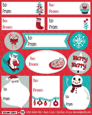 Red Holiday Gift Label Stickers