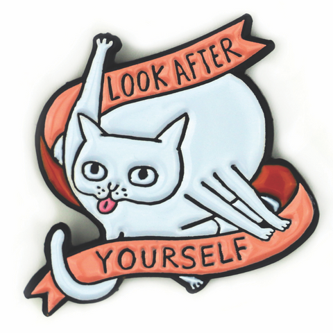 Look After Yourself Coral Enamel Pin