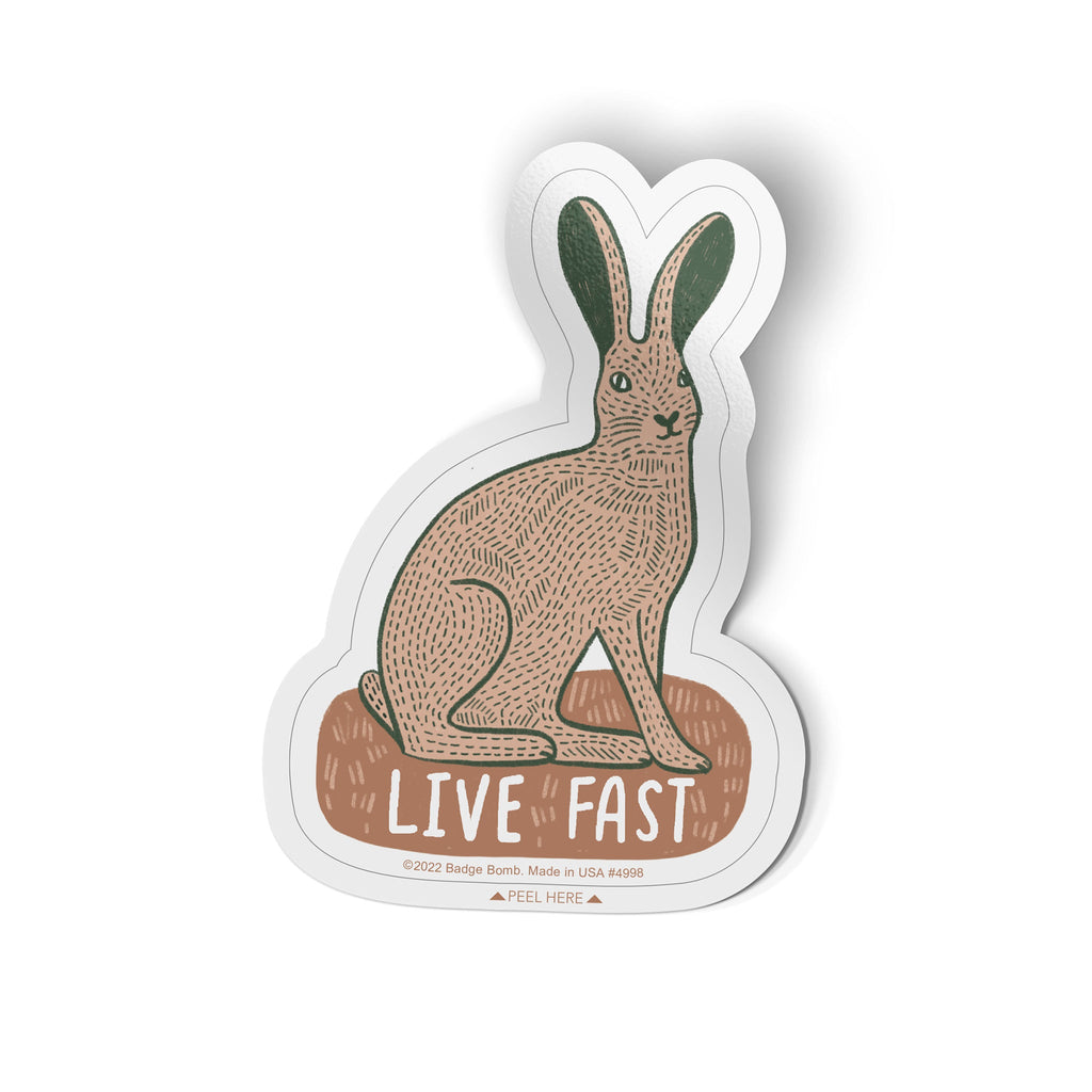Live Fast Desert Hare Sticker