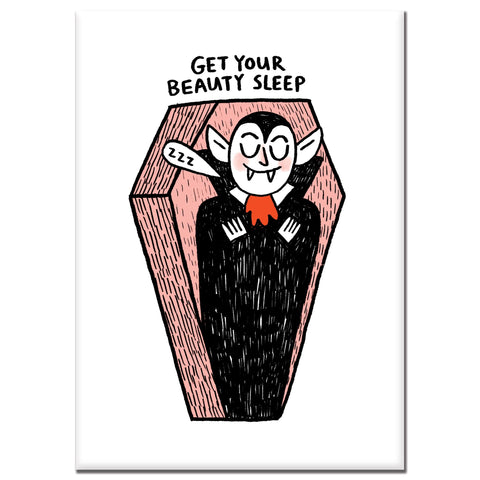 Beauty Sleep Vampire Rectangle Magnet by Gemma Correll