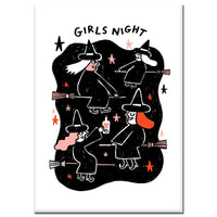 Girls Night Witches Rectangle Magnet by Gemma Correll