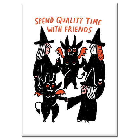 Quality Time Witch Friends Rectangle Magnet by Gemma Correll