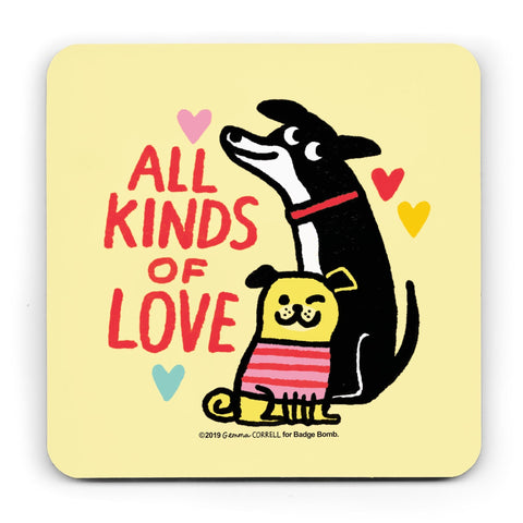 All Kinds of Love Dog Coaster by Gemma Correll