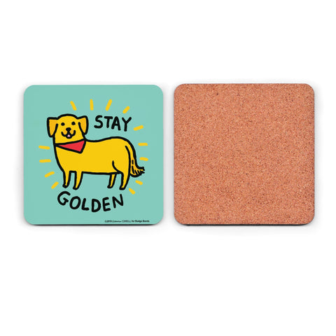 Stay Golden Dog Coaster by Gemma Correll