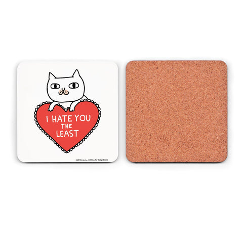 Hate You The Least Cat Coaster by Gemma Correll