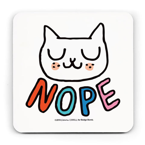 Nope Cat Coaster by Gemma Correll