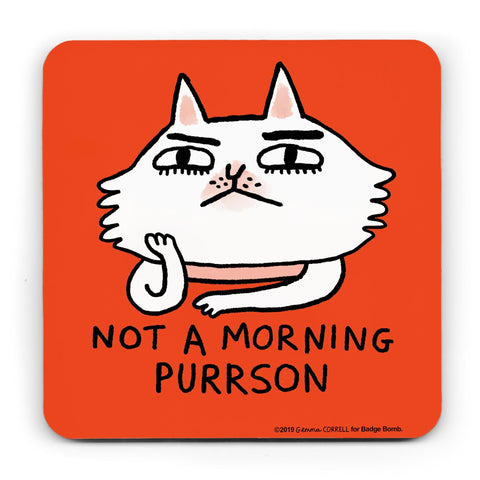 Morning Purrson Cat Coaster by Gemma Correll
