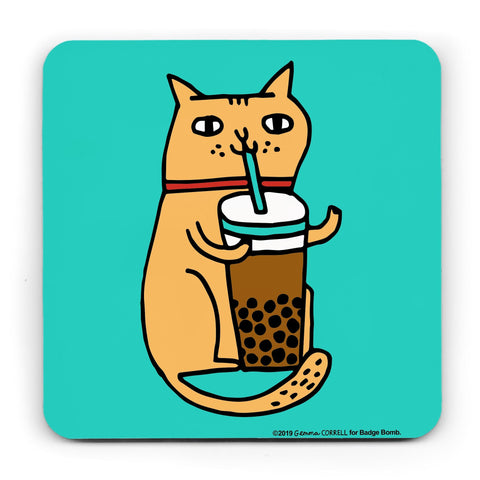 Bubble Tea Cat Coaster by Gemma Correll