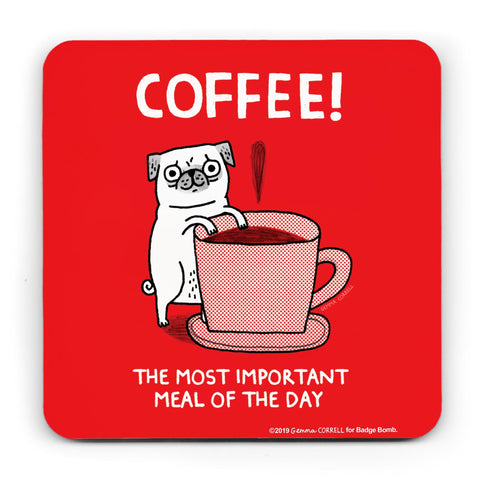 Coffee Pug Coaster by Gemma Correll