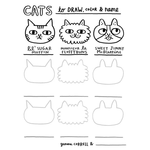 FREE Download! Cats to Draw Activity Sheet by Gemma Correll