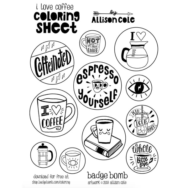 FREE Download! I Love Coffee Activity Sheet by Allison Cole – Badge Bomb  Shop