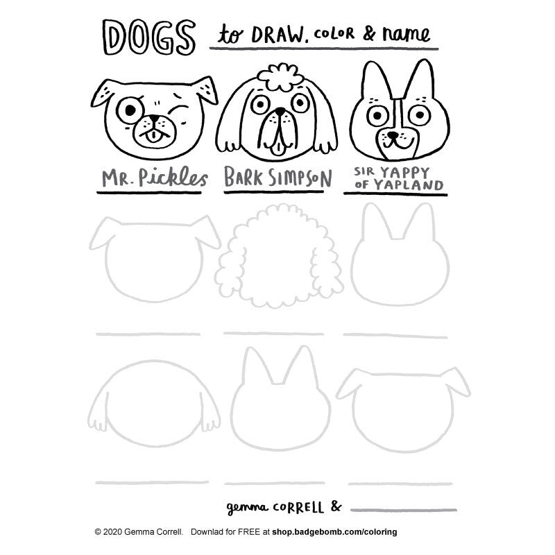 FREE Download! Dogs to Draw Activity Sheet by Gemma Correll