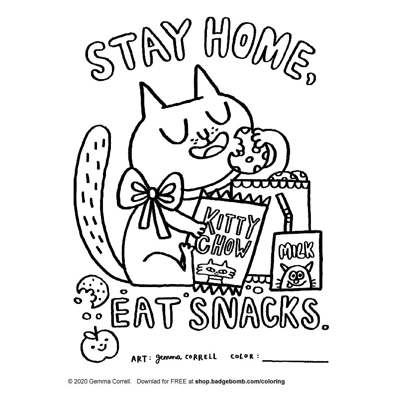 FREE Download! Stay Home Eat Snacks Activity Sheet by Gemma Correll