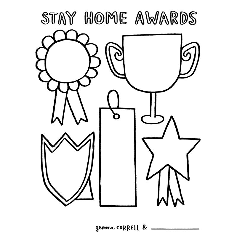 FREE Download! Stay Home Awards Activity Sheet by Gemma Correll